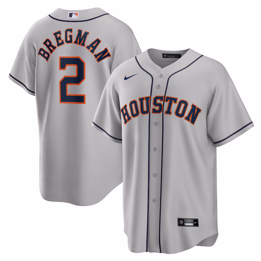 Men's Houston Astros Alex Bregman Nike Gray Road Replica Player Name Jersey - Jersey