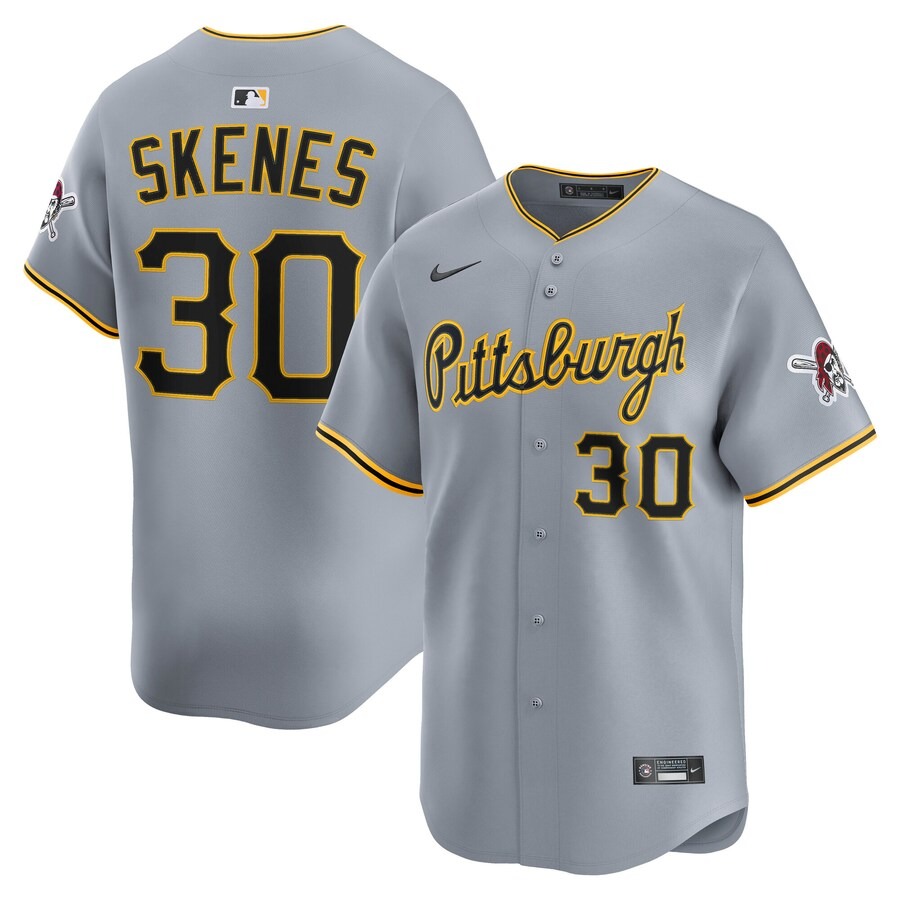 Men's Pittsburgh Pirates Paul Skenes Nike Gray Road Limited Player Jersey - Jersey