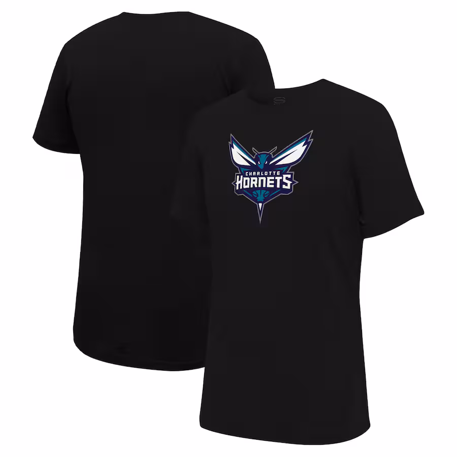 Unisex Charlotte Hornets Stadium Essentials Black Primary Logo T-Shirt - Jersey