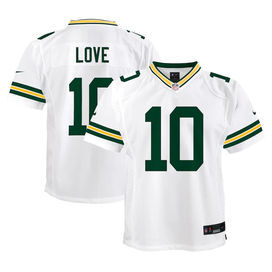 Youth Green Bay Packers Jordan Love Nike White Player Game Jersey - Jersey