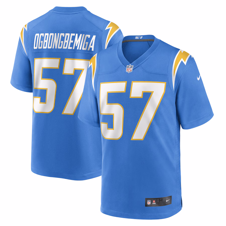 Men's Los Angeles Chargers Amen Ogbongbemiga Nike Powder Blue Game Player Jersey - Jersey