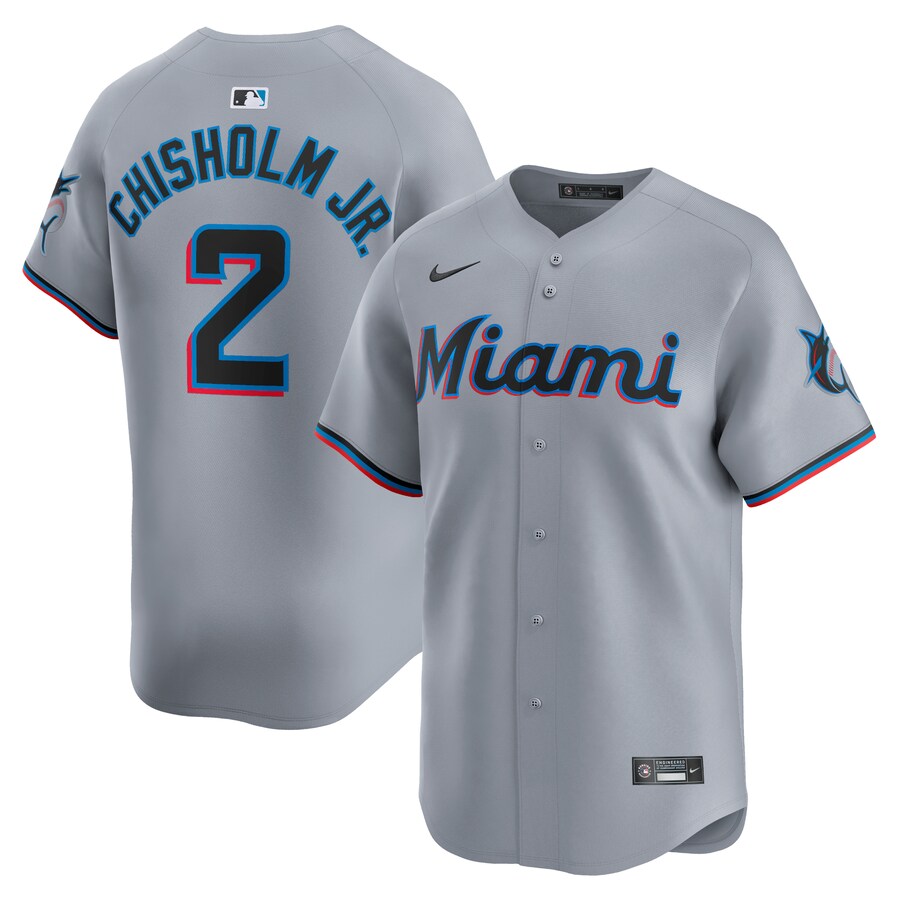Men's Miami Marlins Jazz Chisholm Jr. Nike Gray Road Limited Player Jersey - Jersey