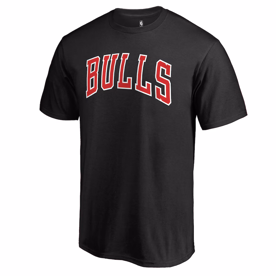 Men's Chicago Bulls Black Primary Wordmark T-Shirt - Jersey