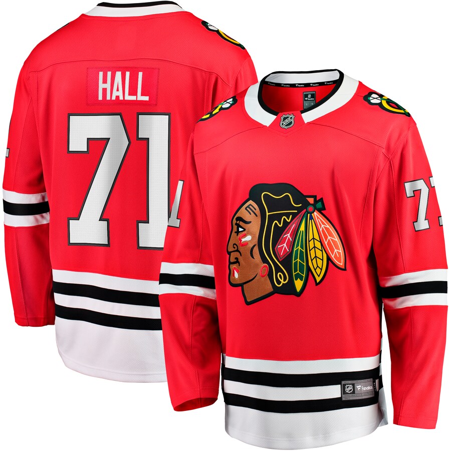 Men's Chicago Blackhawks Taylor Hall Fanatics Branded Red Home Breakaway Player Jersey - Jersey