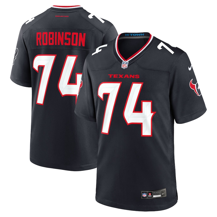 Men's Houston Texans Cam Robinson Nike Navy Team Game Jersey - Jersey