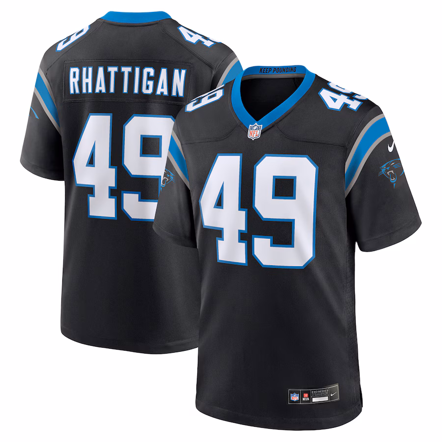 Men's Carolina Panthers Jon Rhattigan Nike Black Game Jersey - Jersey