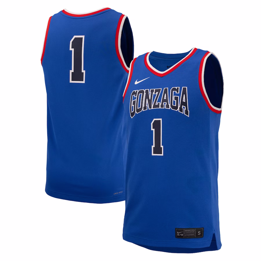 #1 Gonzaga Bulldogs Nike Replica Basketball Jersey - Royal - Jersey