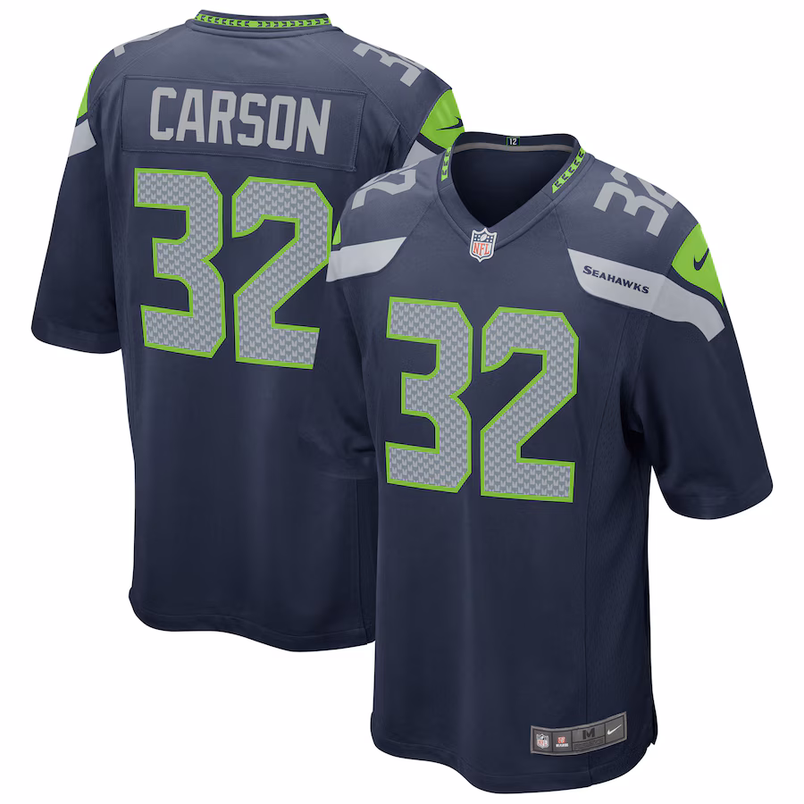 Men's Seattle Seahawks Chris Carson Nike Navy Game Player Jersey - Jersey
