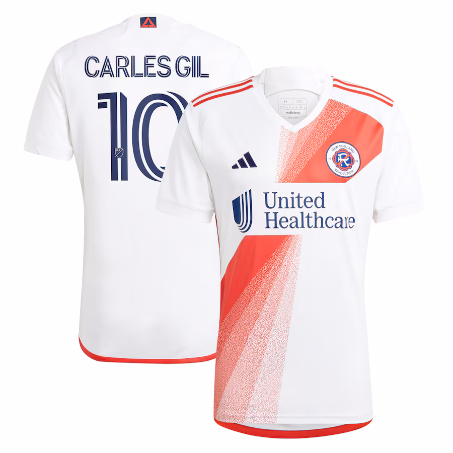 Men's New England Revolution Carles Gil adidas White 2023 Defiance Replica Jersey - Jersey