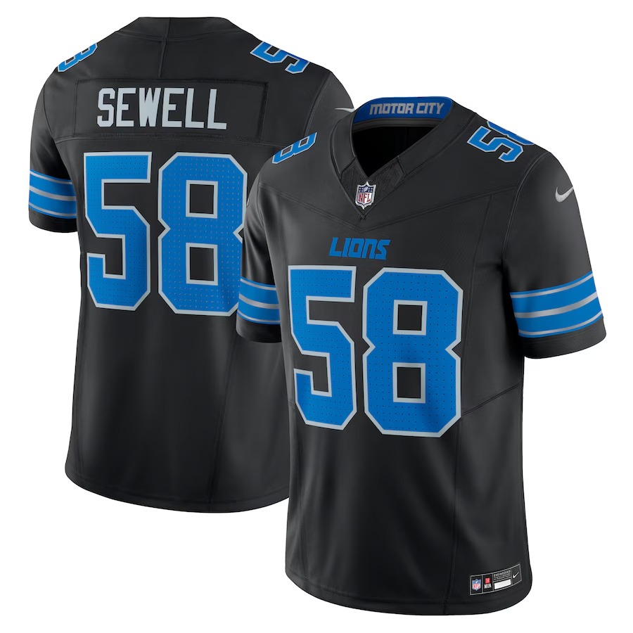 Men's Detroit Lions Penei Sewell Nike Black Vapor F.U.S.E. Alternate Limited Jersey - Jersey