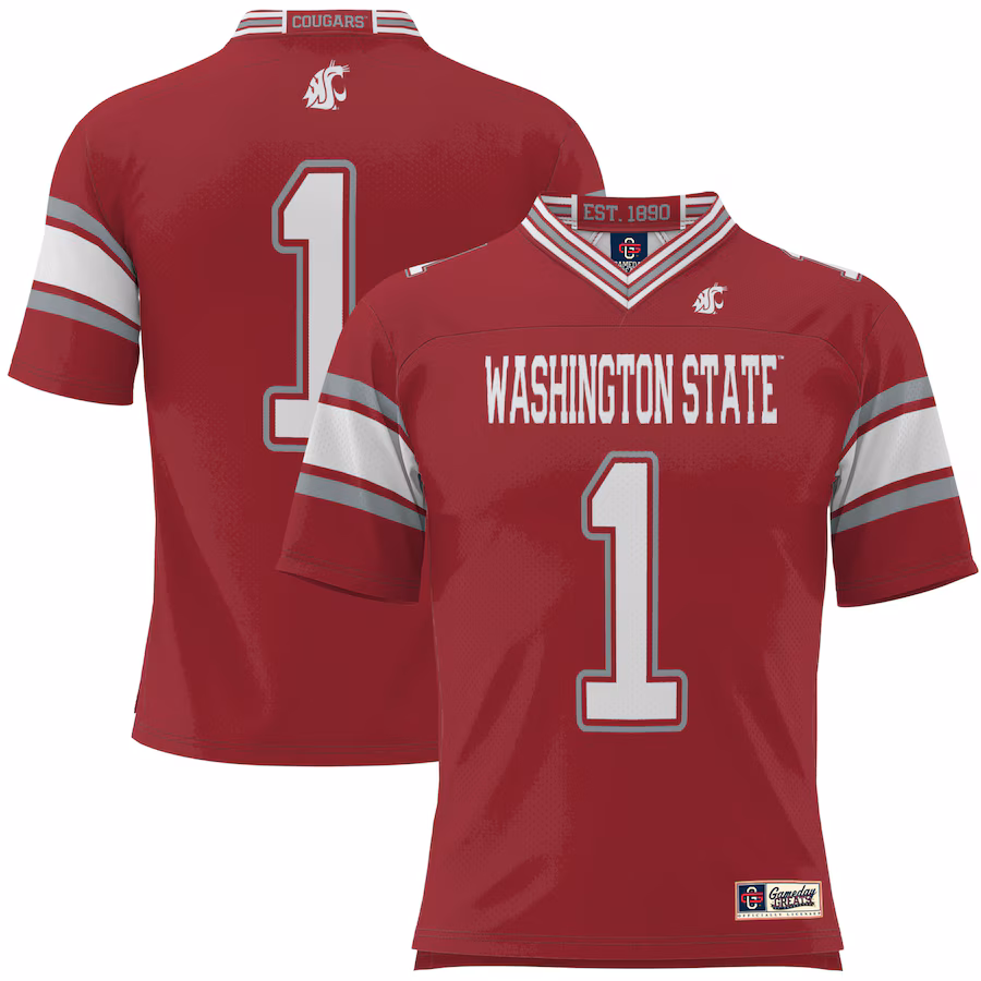 Youth GameDay Greats #1 Crimson Washington State Cougars Football Jersey - Jersey