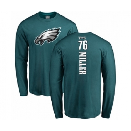 Philadelphia Eagles #76 Shareef Miller Green Backer Long Sleeve T-Shirt - Jersey