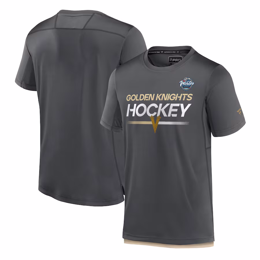 Men's Vegas Golden Knights Fanatics Charcoal 2024 NHL Winter Classic Authentic Pro Tech T-Shirt - Jersey