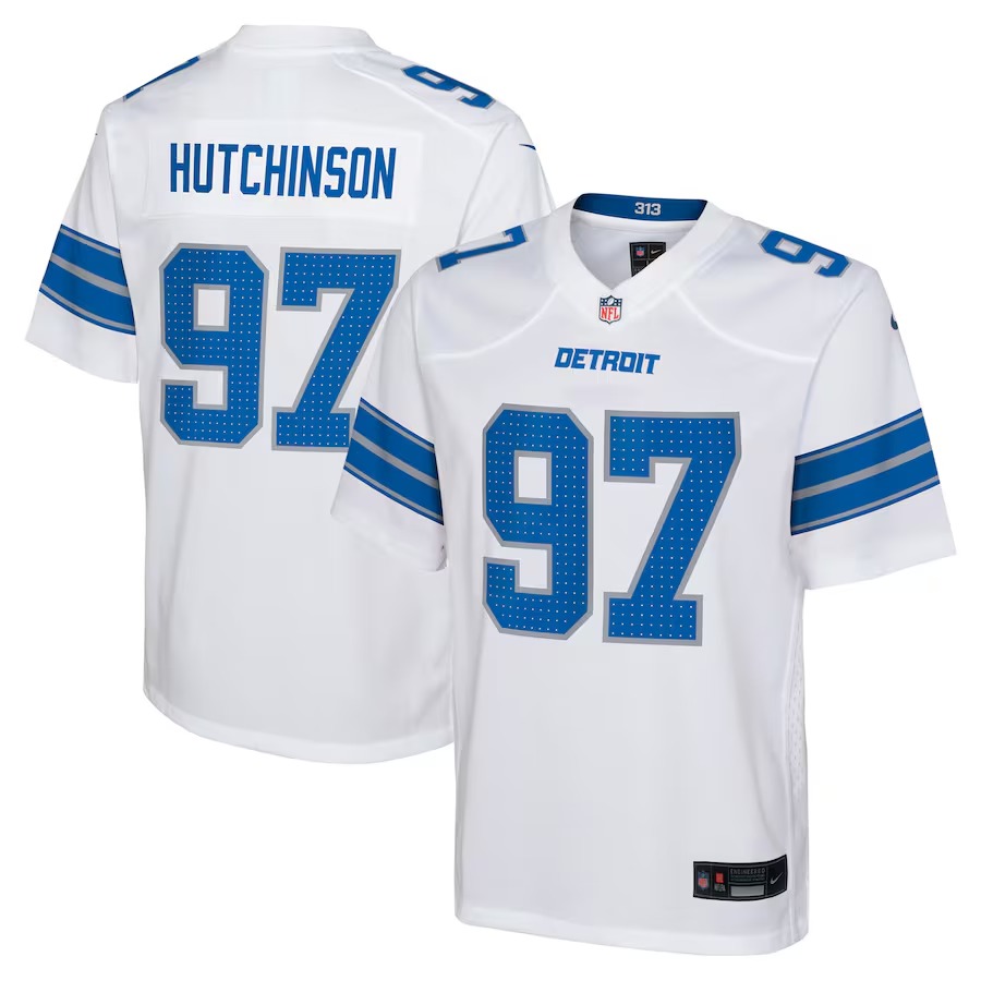 Youth Detroit Lions Aidan Hutchinson Nike White Player Game Jersey - Jersey