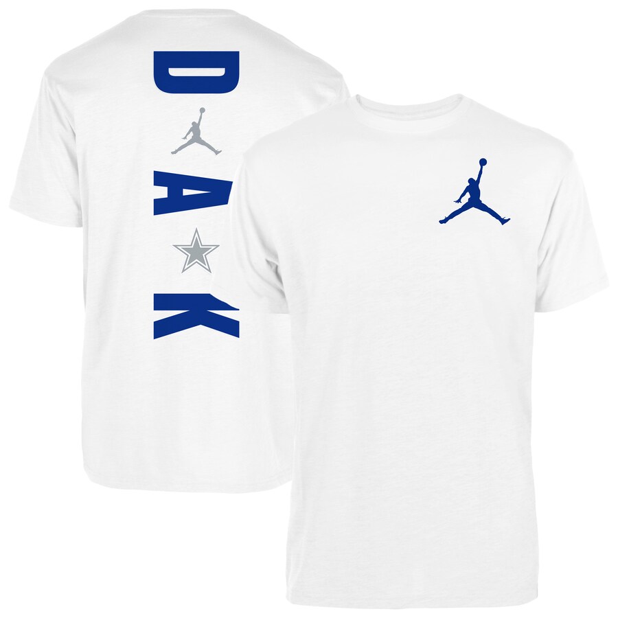 Men's Dallas Cowboys Dak Prescott Jordan Brand White Vertical Graphic T-Shirt - Jersey