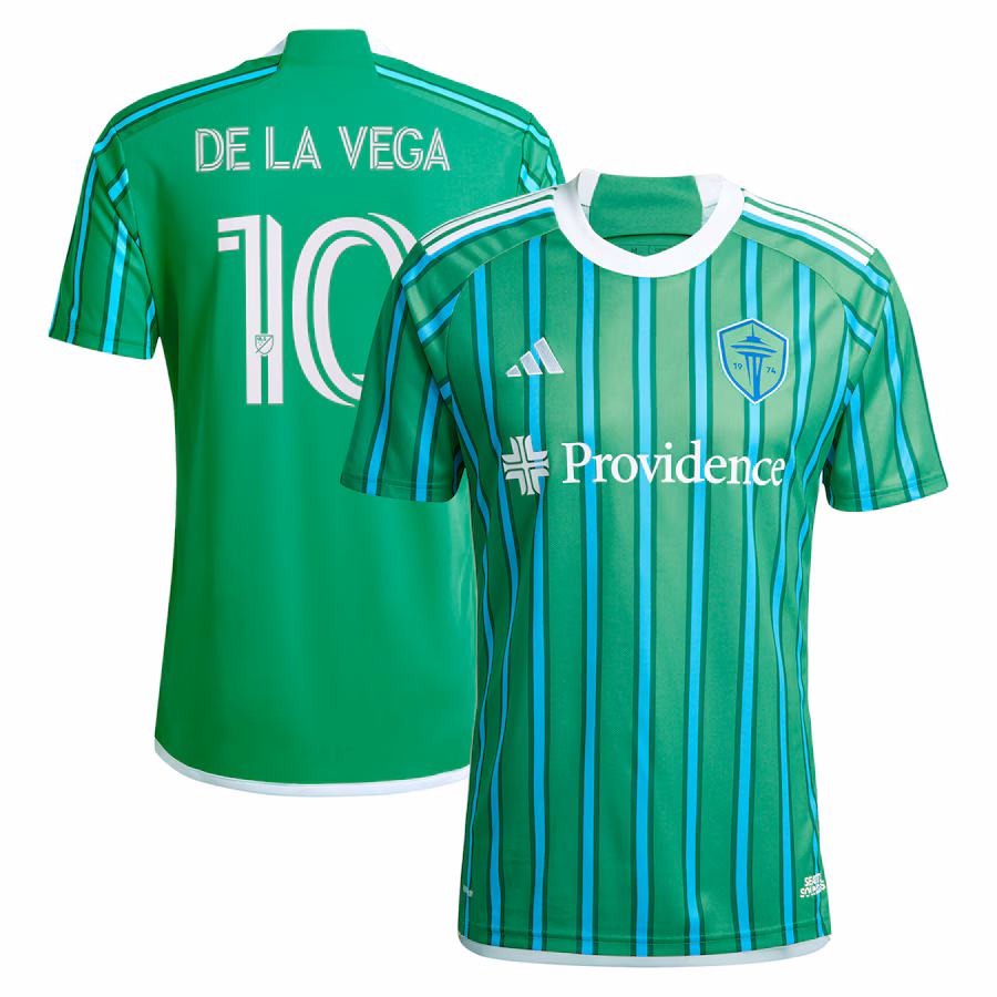 Men's Seattle Sounders FC Pedro de la Vega adidas Green 2024 The Anniversary Kit Replica Player Jersey - Jersey