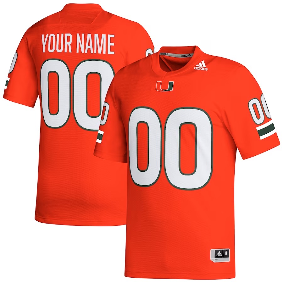 Miami Hurricanes adidas Custom Football Jersey - Orange - Jersey
