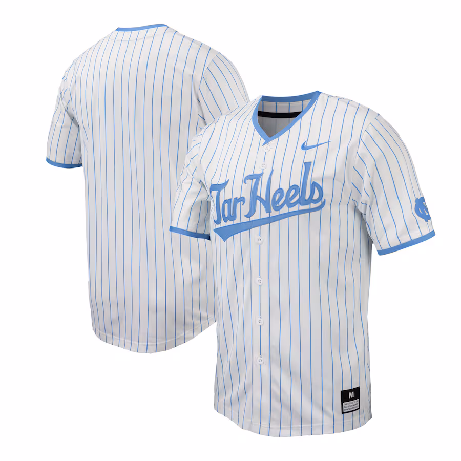 North Carolina Tar Heels Nike Pinstripe Replica Baseball Jersey - White - Jersey