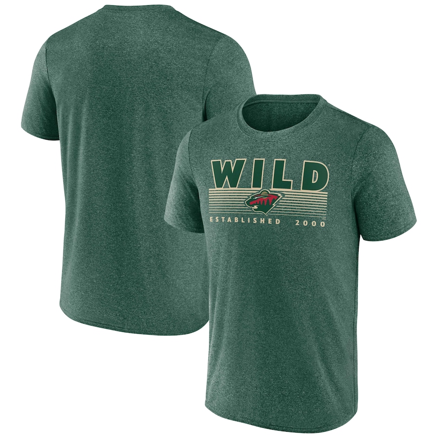 Men's Minnesota Wild Fanatics Heathered Green Prodigy Performance T-Shirt - Jersey