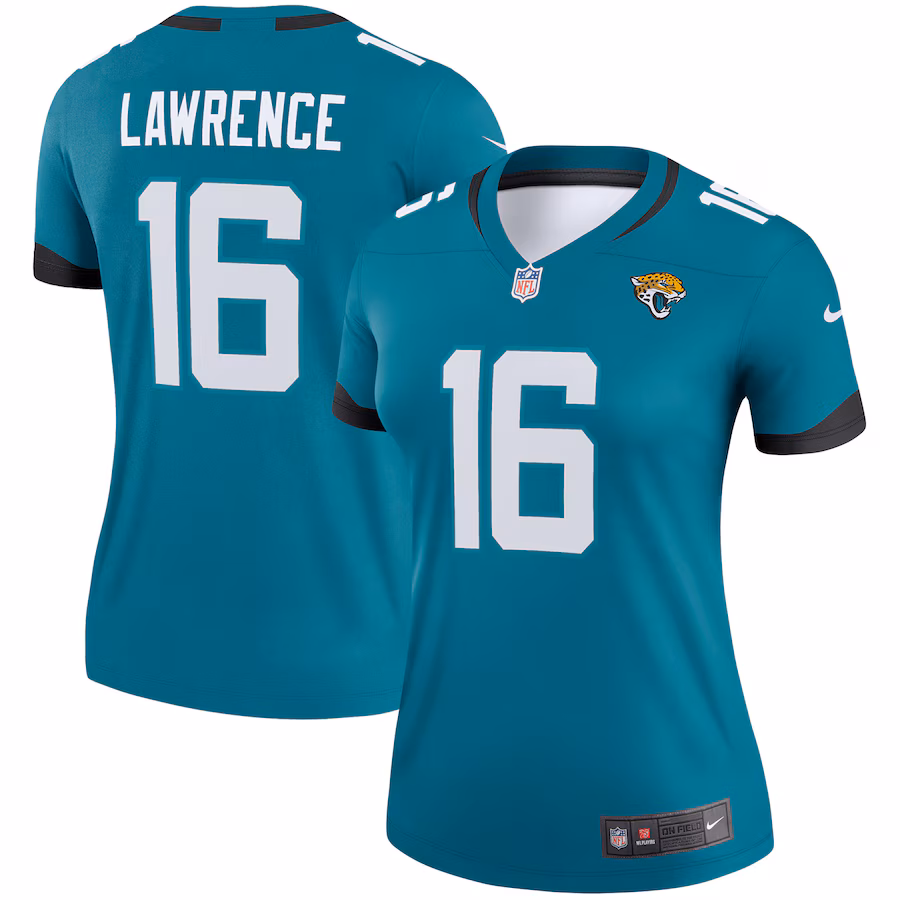 Women's Jacksonville Jaguars Trevor Lawrence Nike Teal Legend Player Performance Top - Jersey