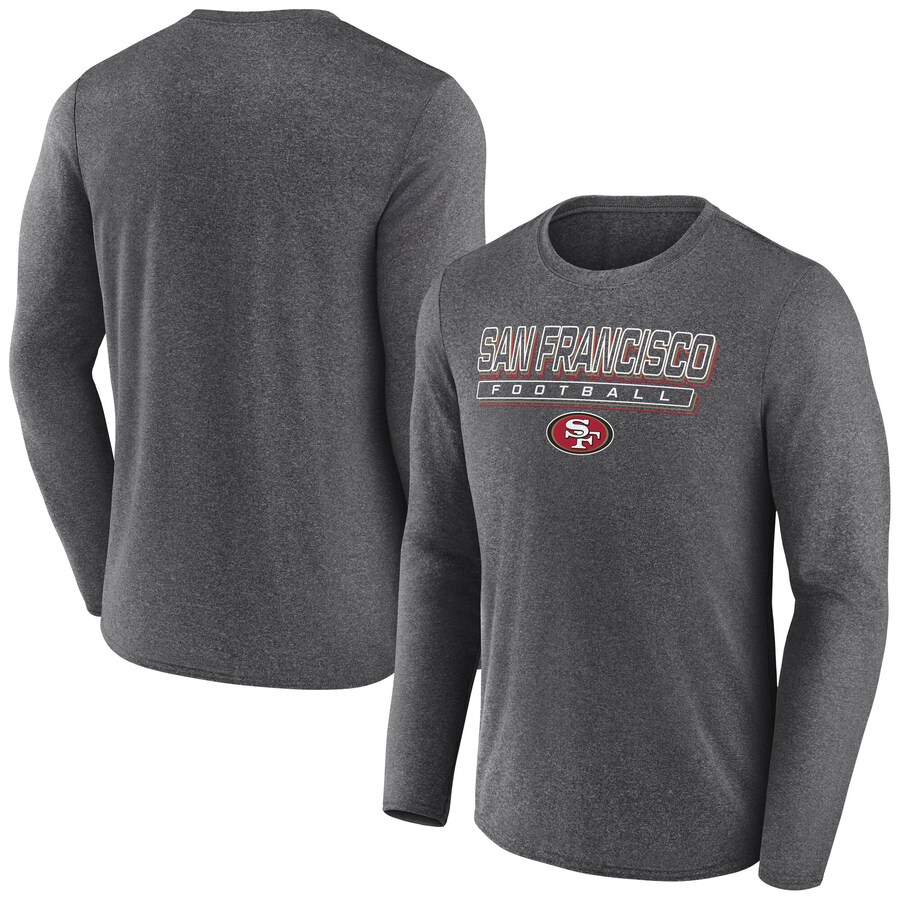 Men's San Francisco 49ers  Fanatics Heather Charcoal Fundamentals Long Sleeve T-Shirt - Jersey