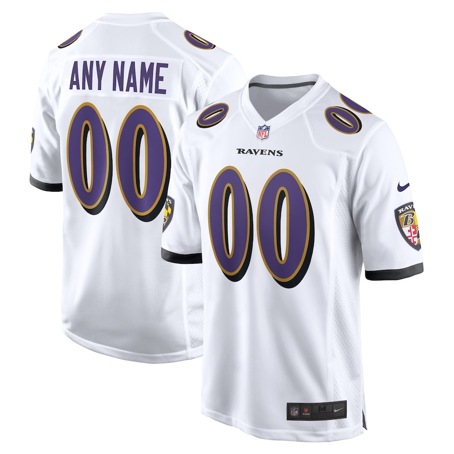 Men's Baltimore Ravens Nike White Custom Game Jersey - Jersey