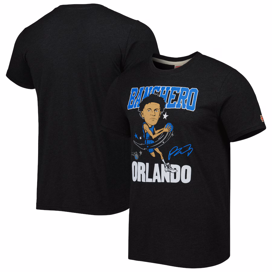 Men's Orlando Magic Paolo Banchero Homage Charcoal Caricature Tri-Blend T-Shirt - Jersey