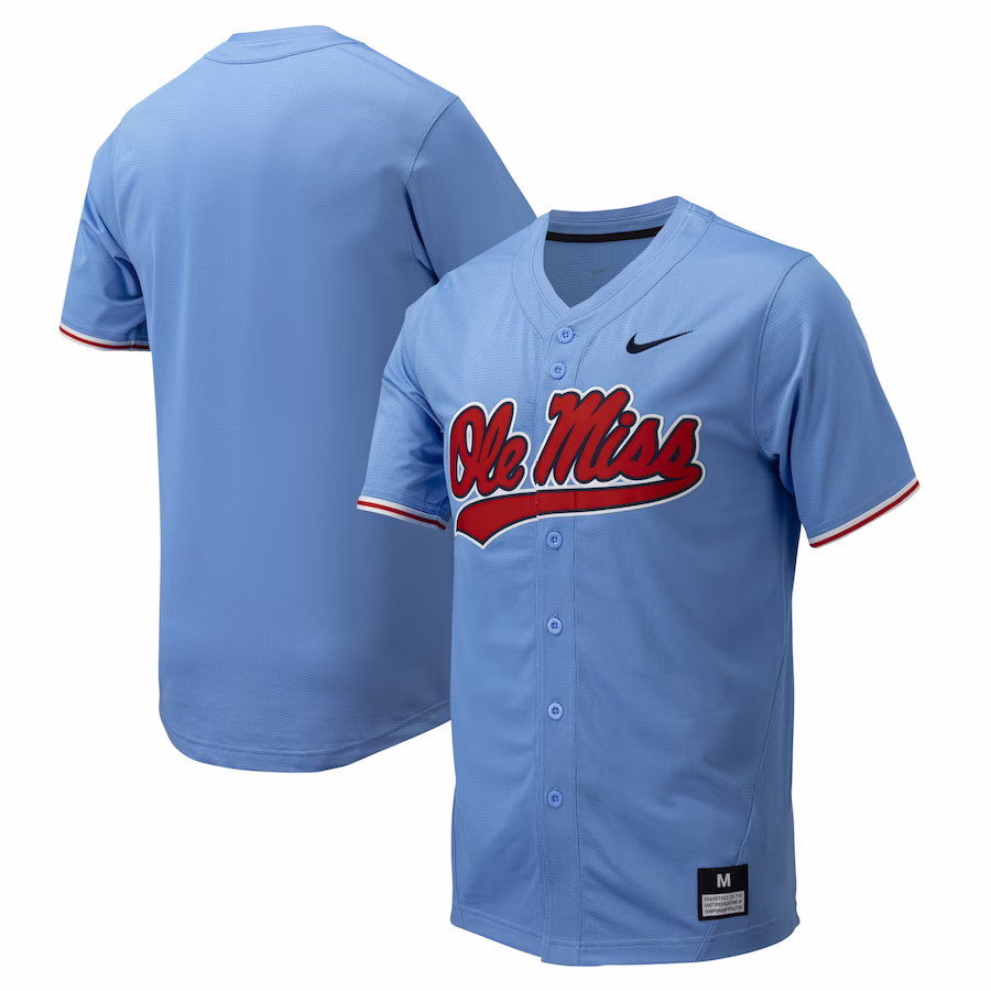 Ole Miss Rebels Nike Replica Full-Button Baseball Jersey - Powder Blue - Jersey