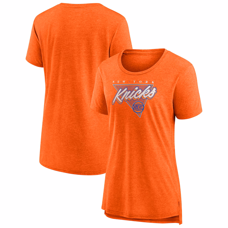 Women's New York Knicks Fanatics Heathered Orange True Classics Tri-Blend T-Shirt - Jersey