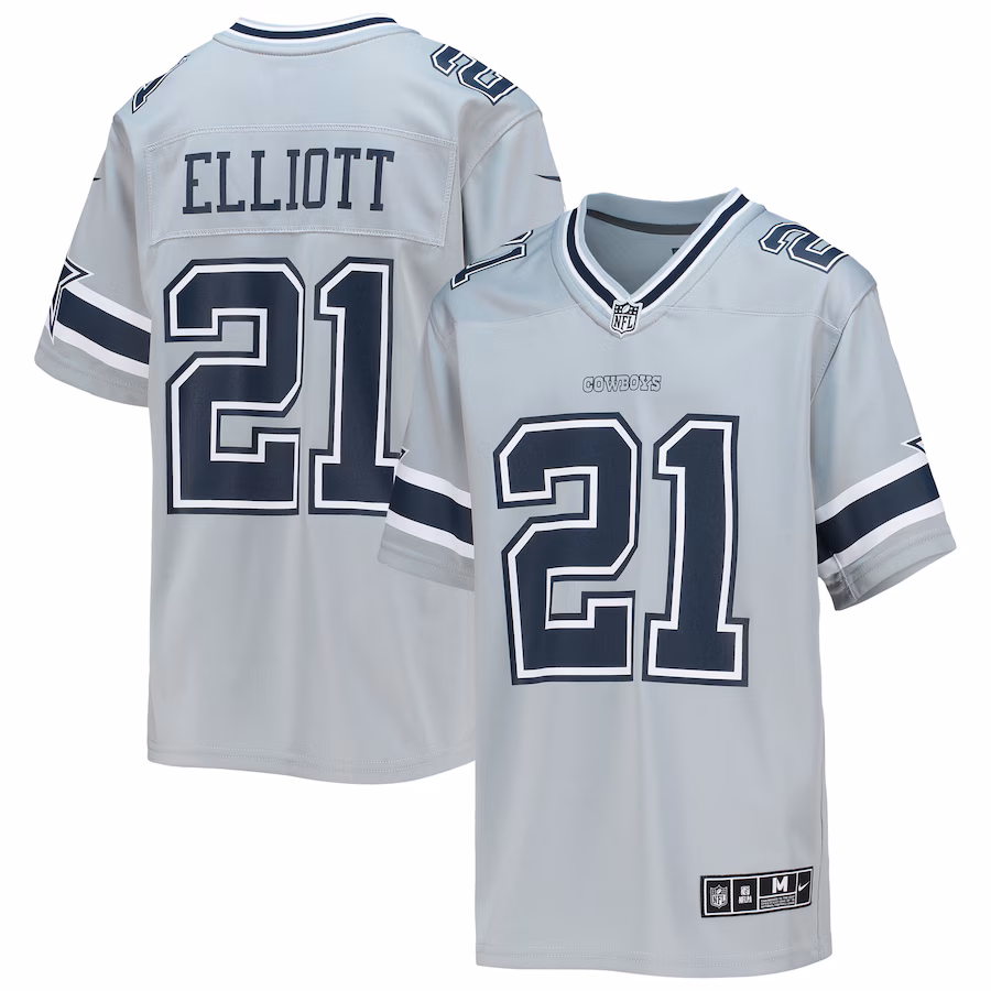 Youth Dallas Cowboys Ezekiel Elliott Nike Silver Inverted Team Game Jersey - Jersey