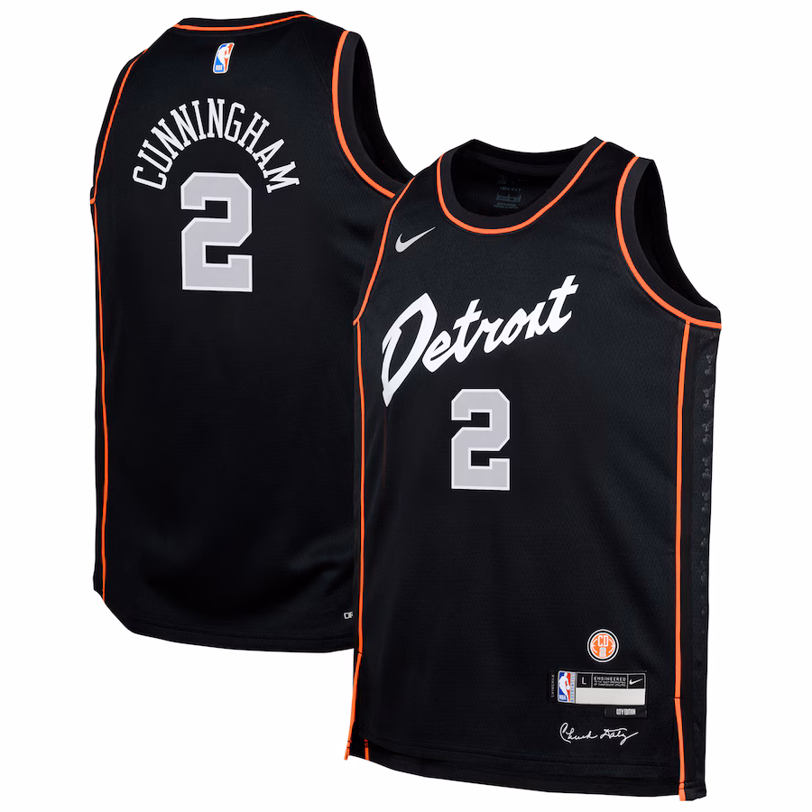 Youth Detroit Pistons Cade Cunningham Nike Black  Swingman Replica Jersey - City Edition - Jersey