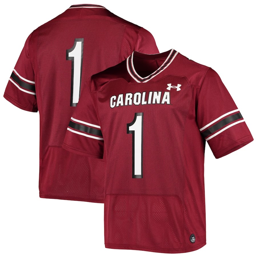 #1 South Carolina Gamecocks Under Armour Logo Replica Football Jersey - Garnet - Jersey