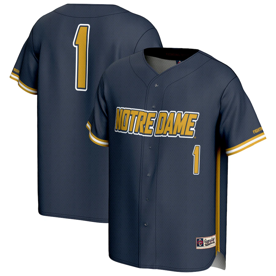 #1 Notre Dame Fighting Irish GameDay Greats Youth Lightweight Baseball Fashion Jersey - Navy - Jersey
