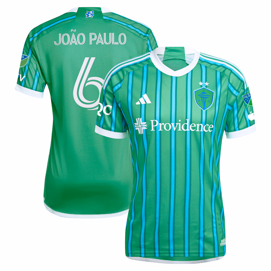 Men's Seattle Sounders FC Joao Paulo adidas Green 2024 The Anniversary Kit Authentic Player Jersey - Jersey