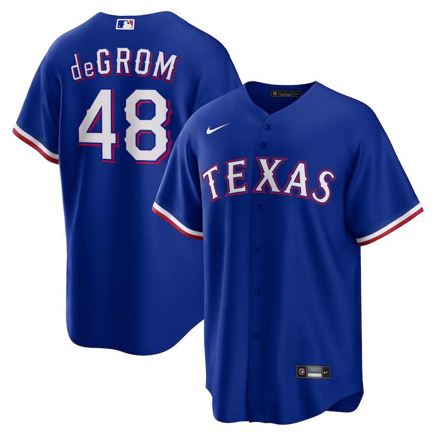 Men's Texas Rangers Jacob deGrom Nike Royal Away Replica Player Jersey - Jersey