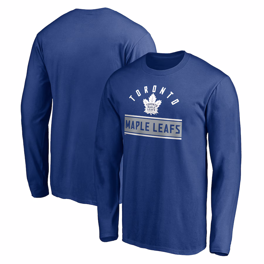 Men's Toronto Maple Leafs Blue Team Arch Knockout Long Sleeve T-Shirt - Jersey