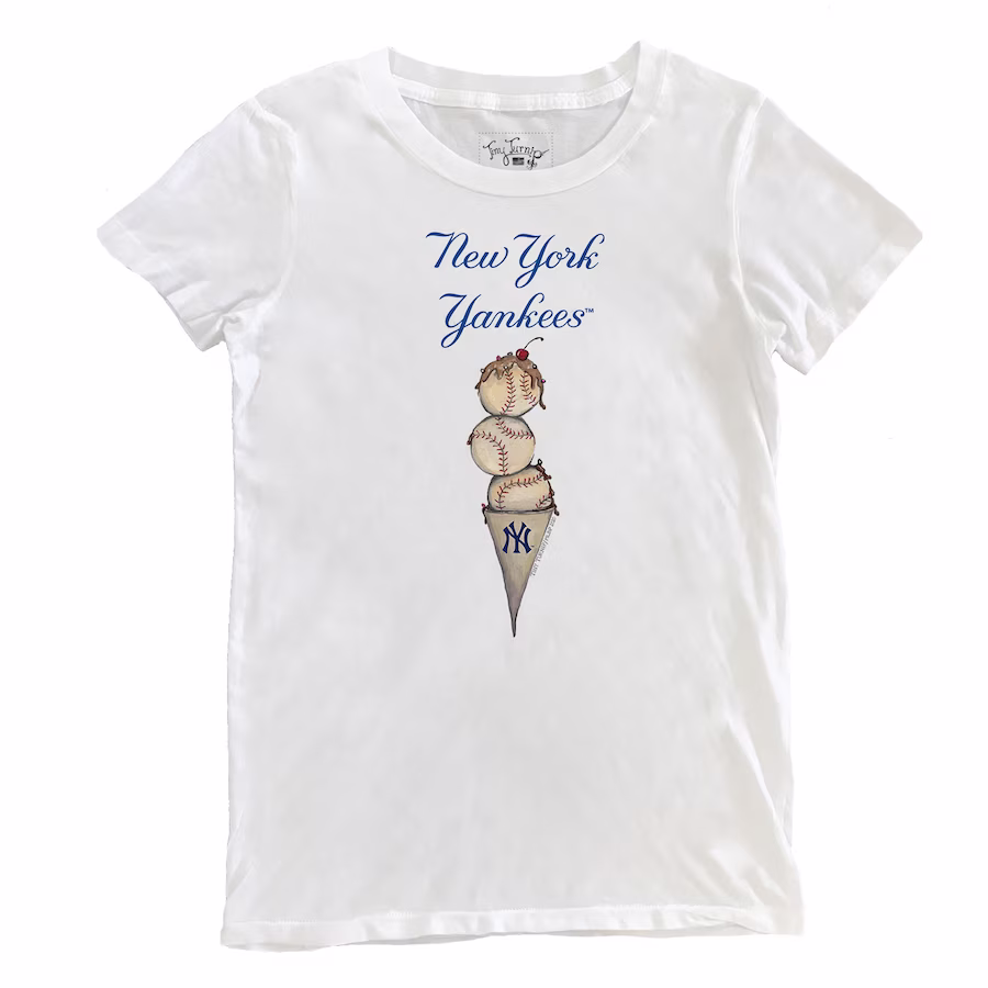 Women's New York Yankees Tiny Turnip White Triple Scoop T-Shirt - Jersey