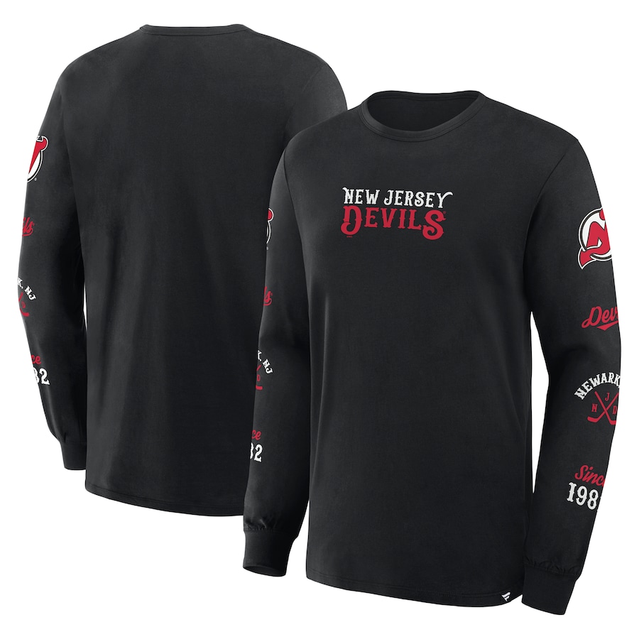 Men's New Jersey Devils Fanatics Black Boxed In Legacy Long Sleeve T-Shirt - Jersey