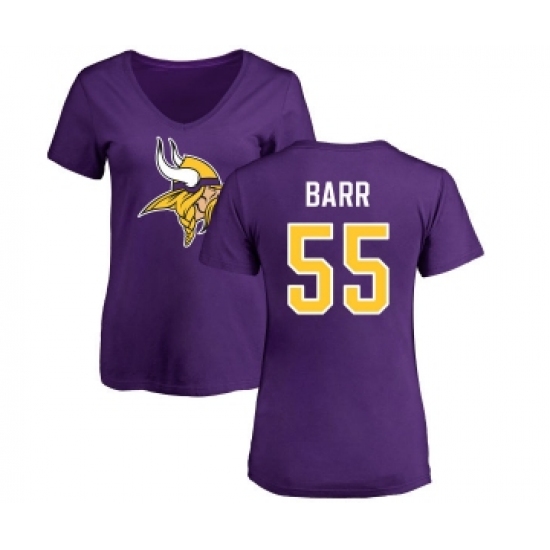 Football Women's Minnesota Vikings #55 Anthony Barr Purple Name & Number Logo Slim Fit T-Shirt - Jersey