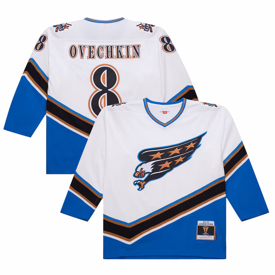 Men's Washington Capitals Alexander Ovechkin White 2005-06 Power Play Jersey - Jersey