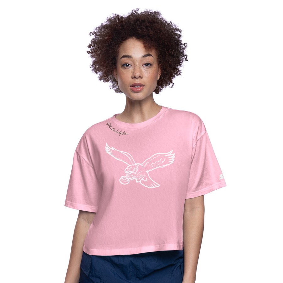 Women's Philadelphia Eagles  Starter Pink Play the Ball Boxy Cropped T-Shirt - Jersey