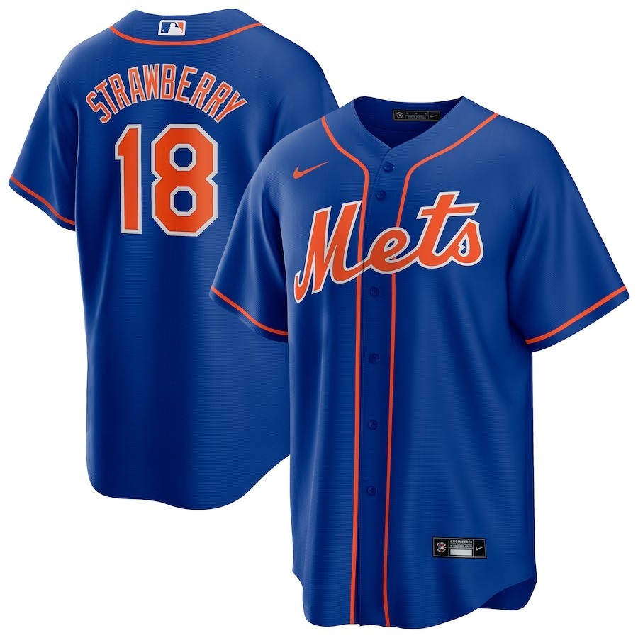 Men's New York Mets Darryl Strawberry Nike Royal Alternate Replica Player Jersey - Jersey