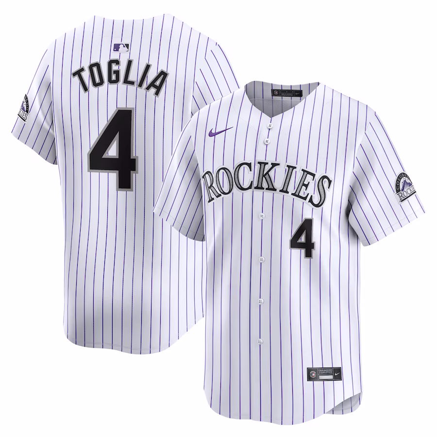 Men's Colorado Rockies Michael Toglia Nike White Home Limited Player Jersey - Jersey