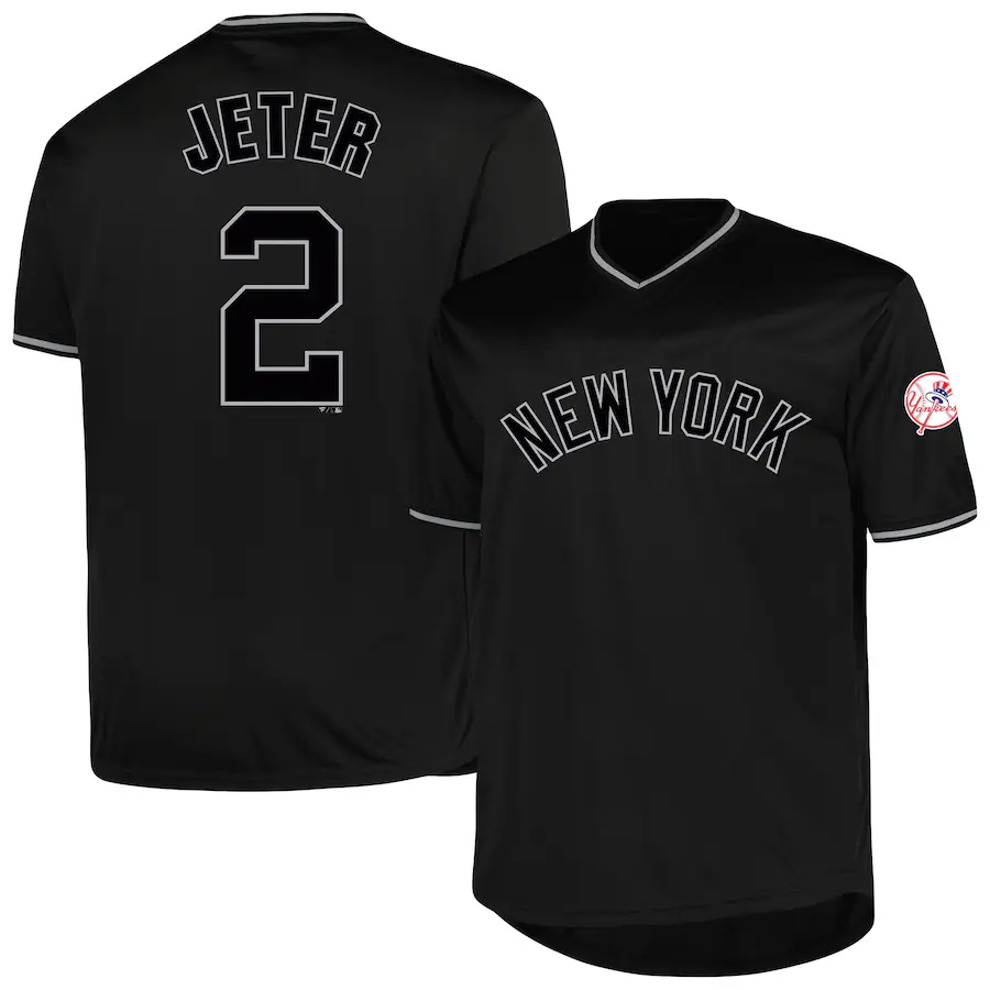 Men's New York Yankees Derek Jeter Profile Black Big & Tall Pop Fashion Player Jersey - Jersey