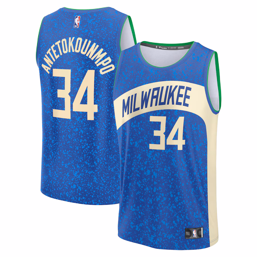 Men's Milwaukee Bucks Giannis Antetokounmpo Fanatics Royal Fast Break Jersey - City Edition - Jersey