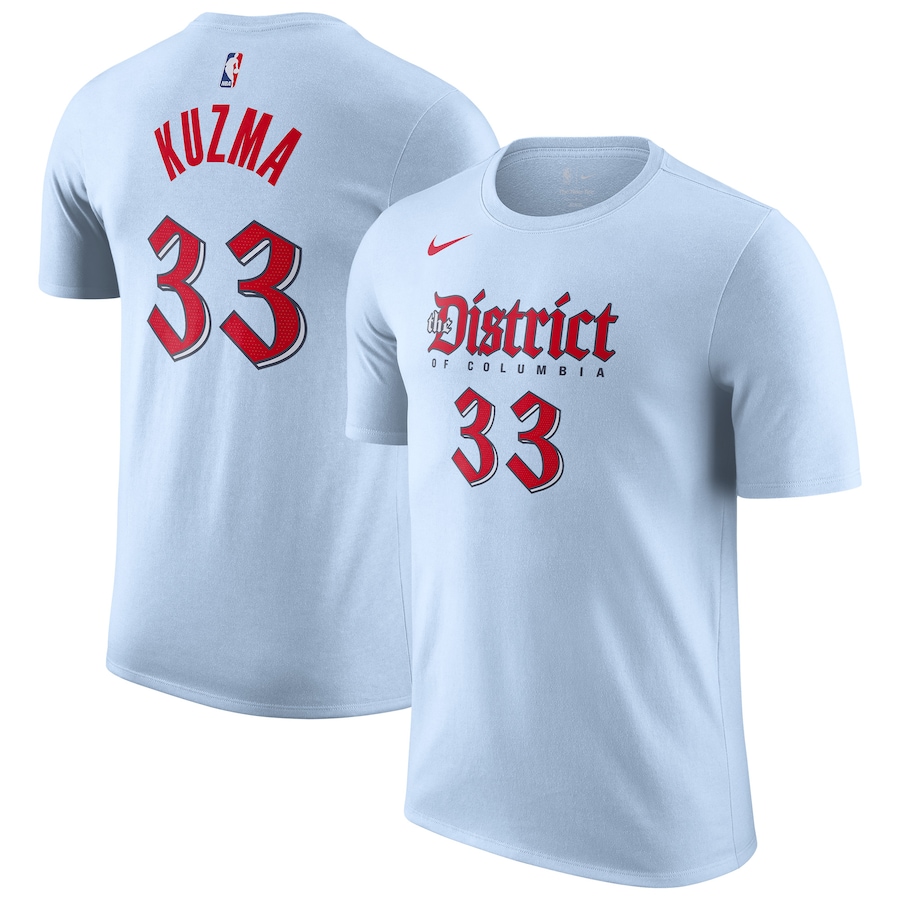 Men's Washington Wizards Kyle Kuzma Nike Powder Blue 2024/25 City Edition Name & Number T-Shirt - Jersey