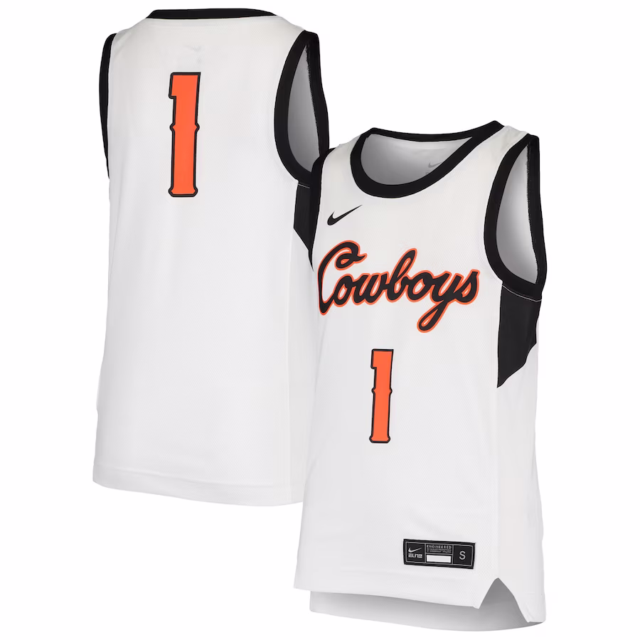 #1 Oklahoma State Cowboys Nike Youth Team Replica Basketball Jersey - White - Jersey