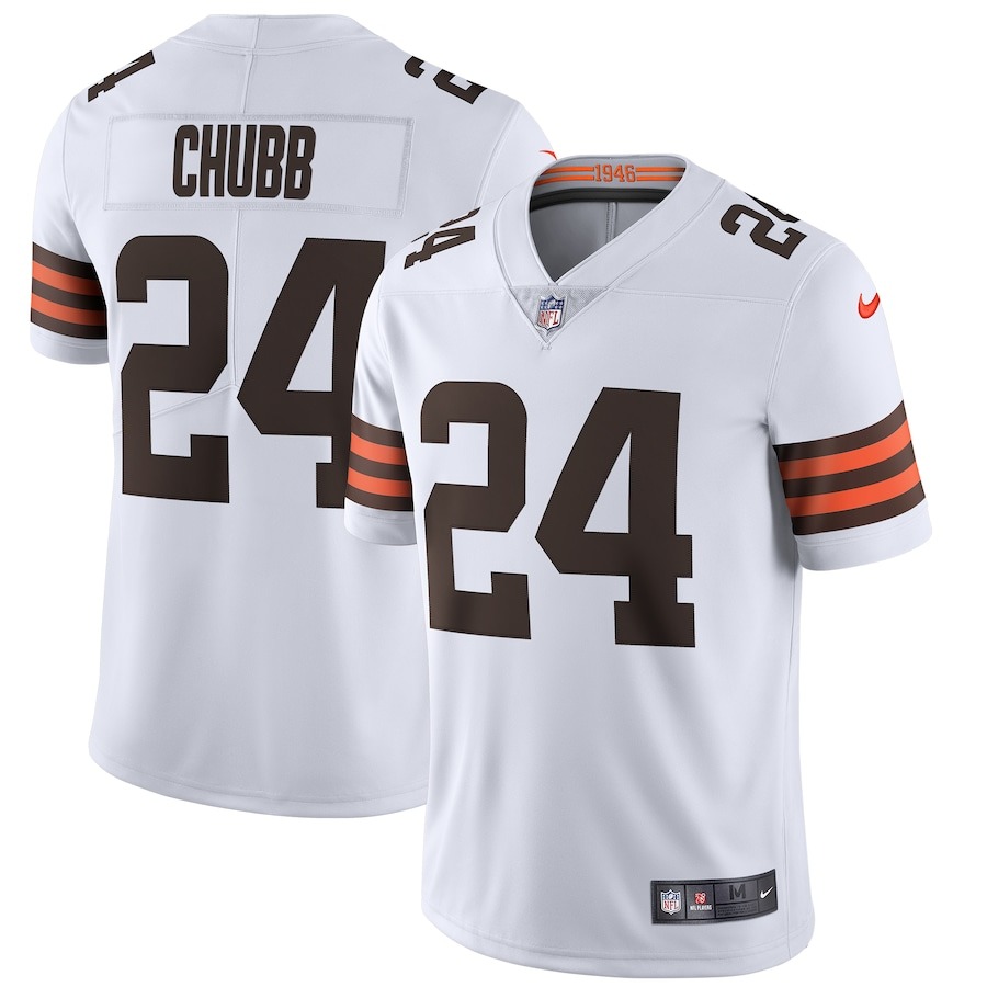 Men's Cleveland Browns Nick Chubb Nike White Vapor Limited Jersey - Jersey