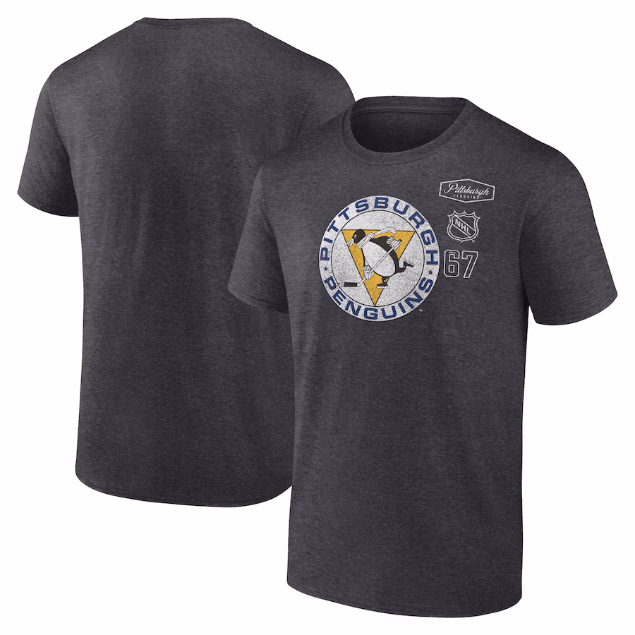Men's Pittsburgh Penguins Fanatics Heather Charcoal Origin T-Shirt - Jersey