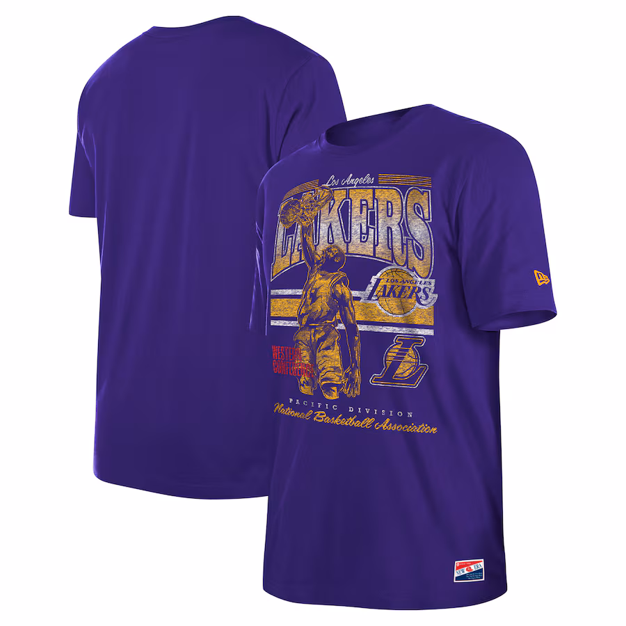 Men's Los Angeles Lakers New Era Purple Enzyme Wash Oversized T-Shirt - Jersey